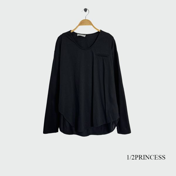 棉質小V領長版T 