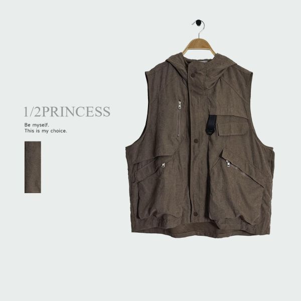 造型口袋連帽背心 