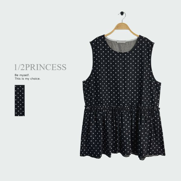 日系牛仔點點長版背心 