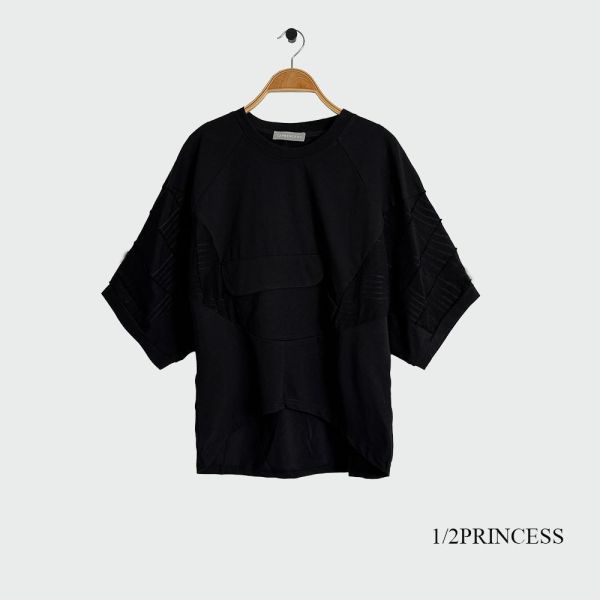 棉質前短後長設計T 