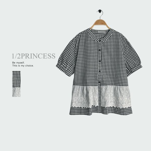 日系格紋燒花衫 