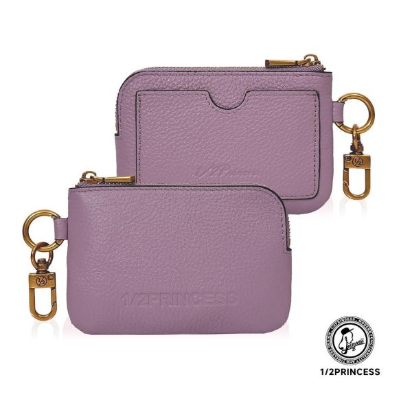 精品館甩紋牛皮掛式零錢卡包 