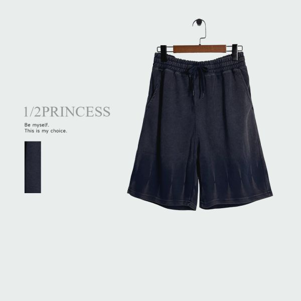 水洗棉刷痕五分褲 