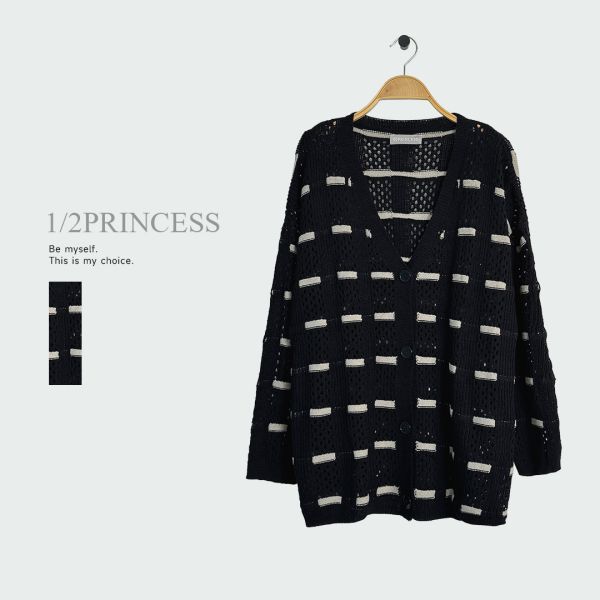 針織撞色條紋罩衫 