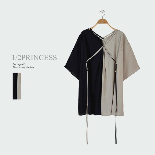 棉麻雙色造型衫 