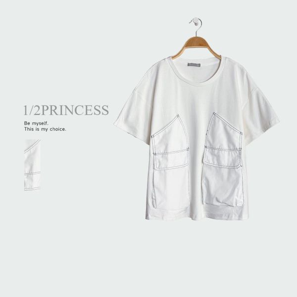 大口袋拼接造型T 