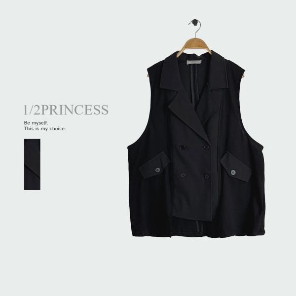 棉質拼接爵士長背心 