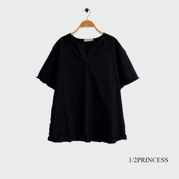 牛仔造型須邊背心 