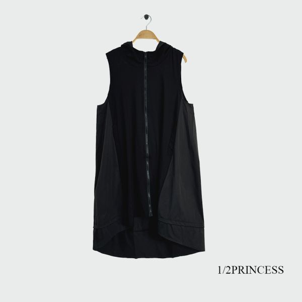 拼接連帽拉鍊長洋 