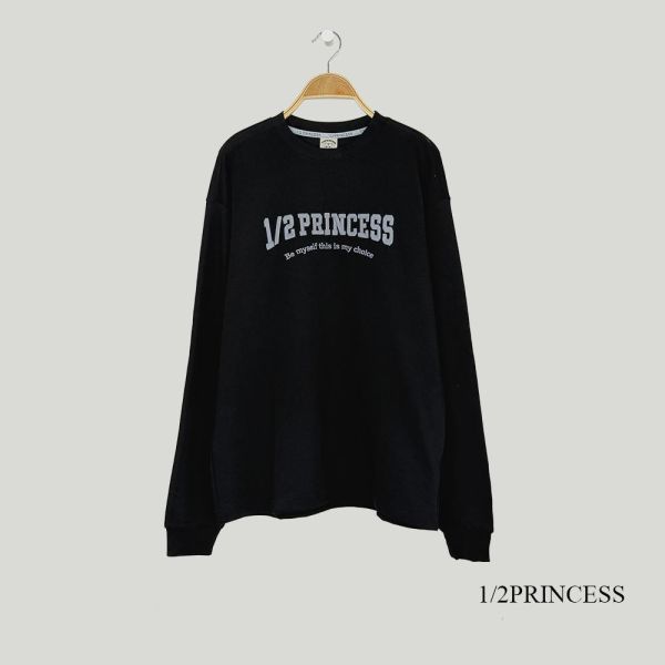 品牌刺繡1/2長袖標語T 