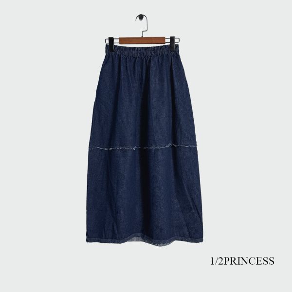 厚磅牛仔壓紋長裙 