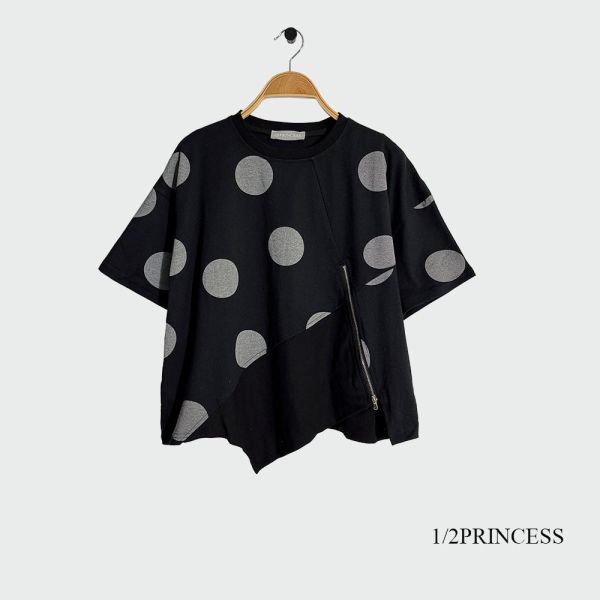 棉點點下擺造型T 