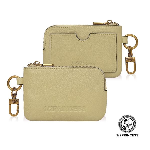 精品館甩紋牛皮掛式零錢卡包 