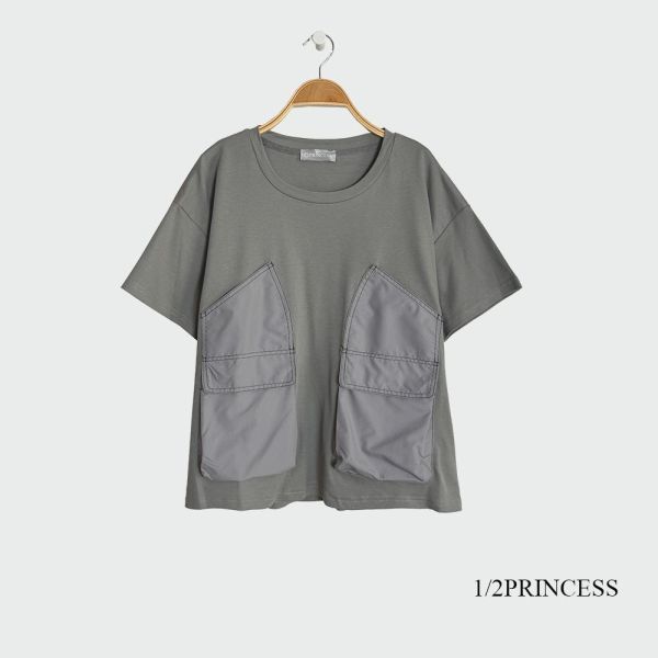 大口袋拼接造型T 