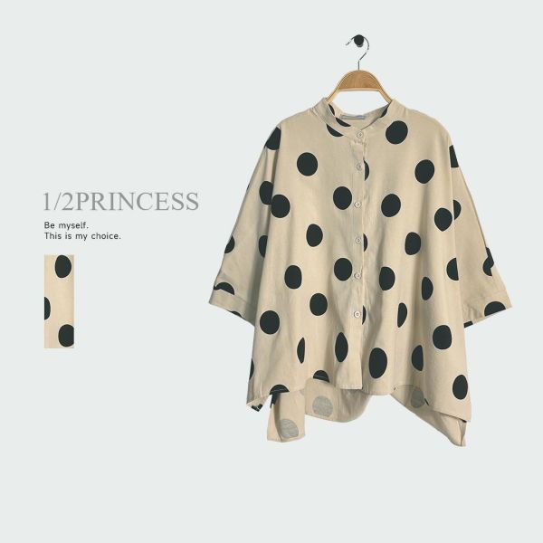 棉麻點點中山領衫 