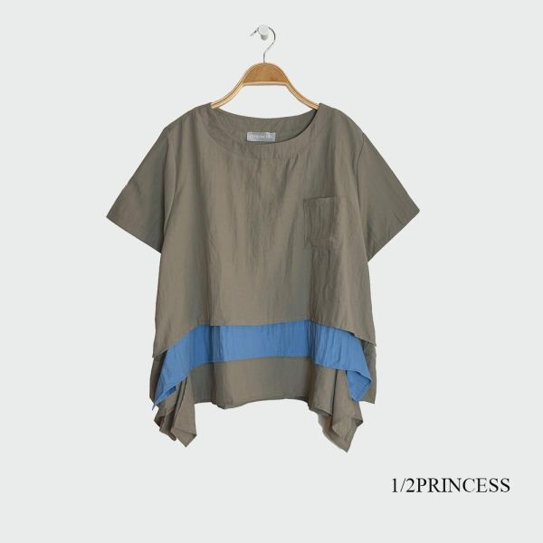 棉麻多層拼接造型T 