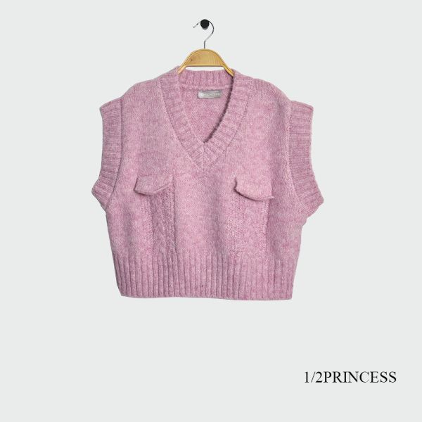 V領針織背心 