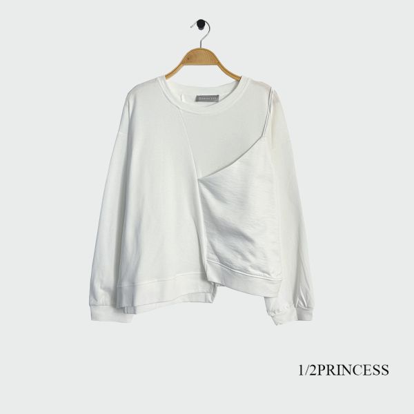 棉質拼接假單肩T 