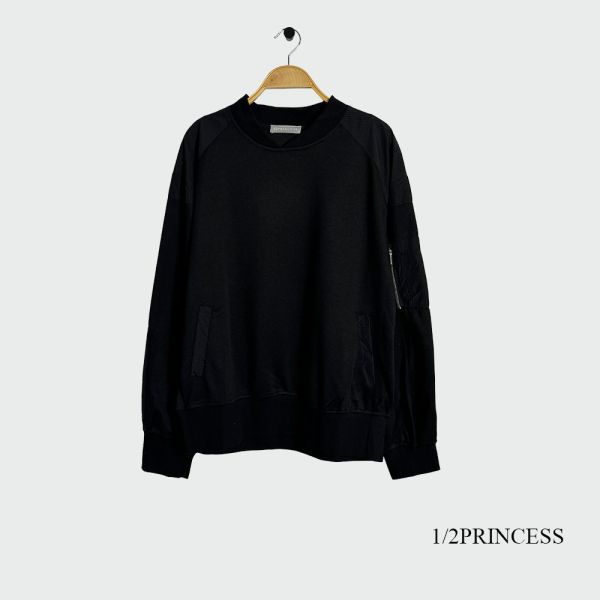 棉質拉鍊口袋大學T 