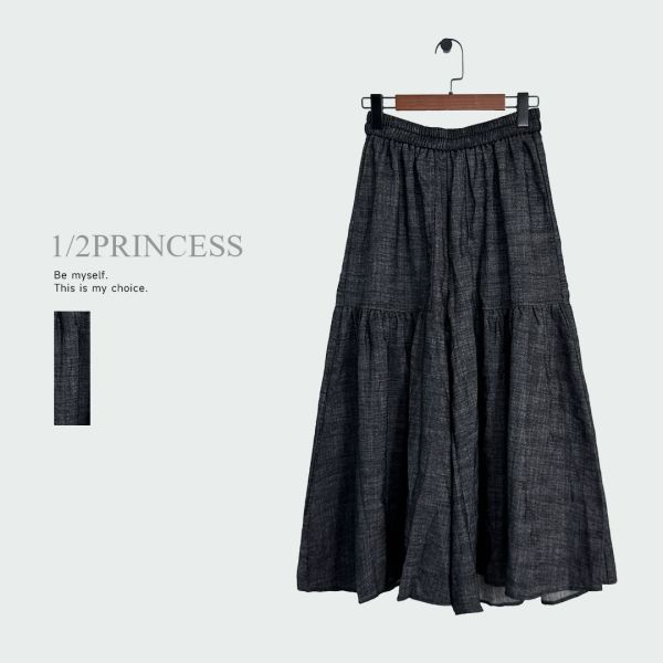 牛仔蛋糕寬褲裙 