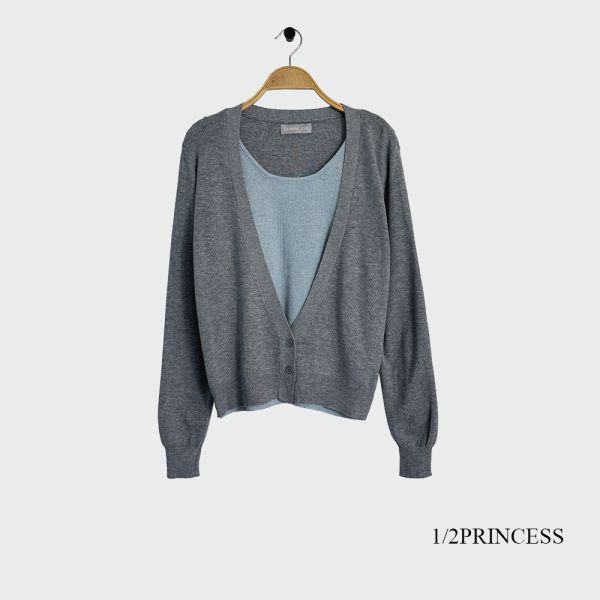 薄針織假兩件上衣 