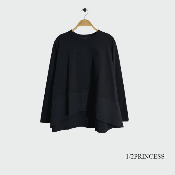 棉質拼接長袖衫 