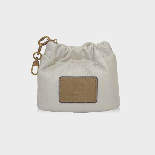 精品館甩紋牛皮奶福雙色小斜背 