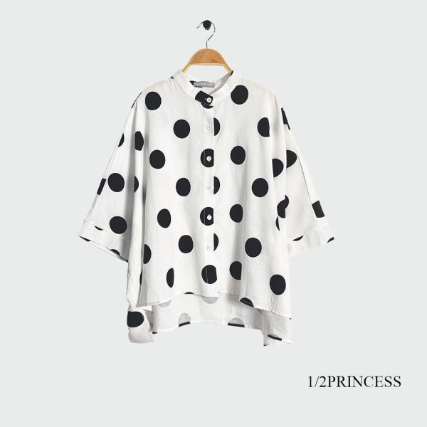 棉麻點點中山領衫 