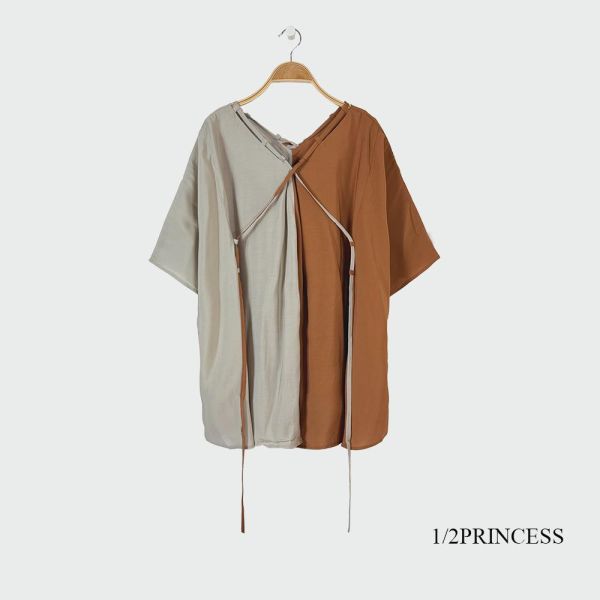 棉麻雙色造型衫 