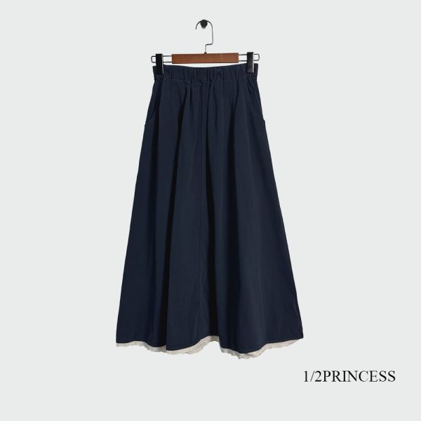 厚棉麻花邊長裙 