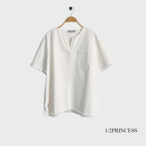 牛仔造型須邊背心 