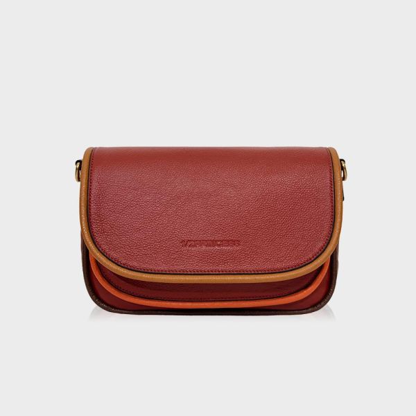 精品館甩紋牛皮彩虹馬鞍包 