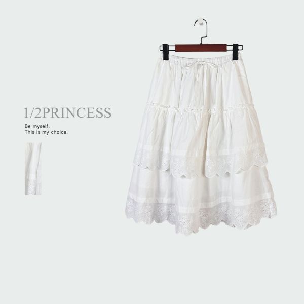 棉麻花邊蛋糕五分裙 