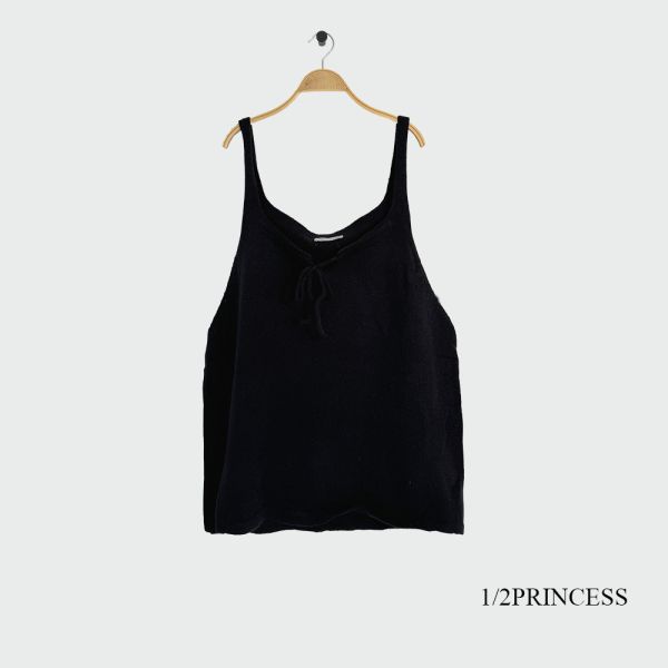 日系針織抽繩背心 