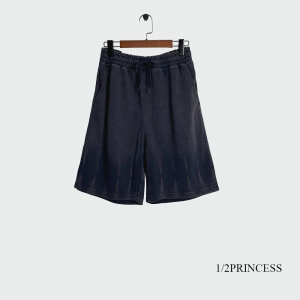 水洗棉刷痕五分褲 