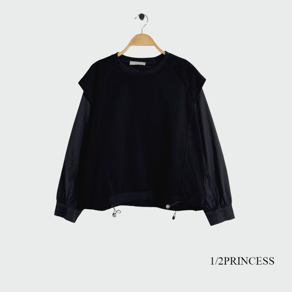 防風拼接袖大學T 