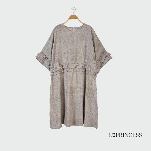 棉麻荷葉造型長洋 