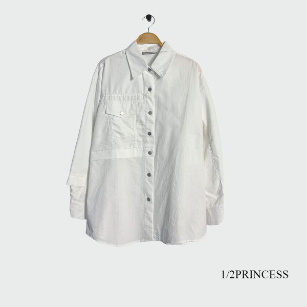 拼接造型牛仔襯衫 