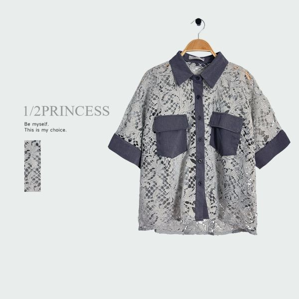 棉麻燒花造型衫 