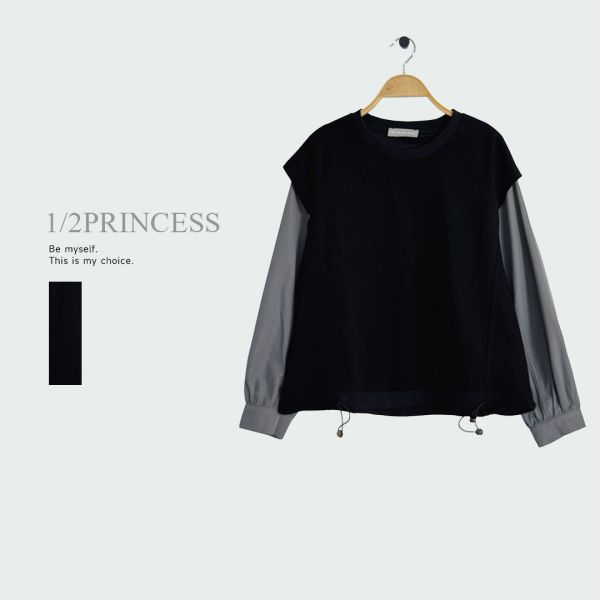 防風拼接袖大學T 