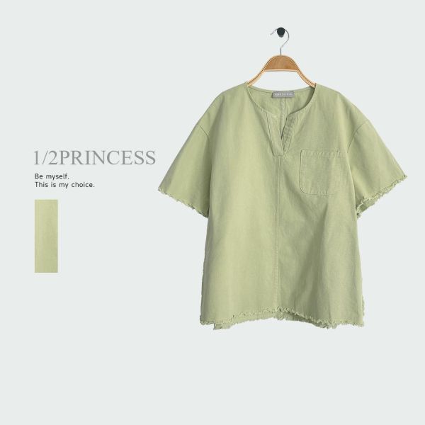 牛仔造型須邊背心 