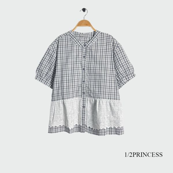 日系格紋燒花衫 