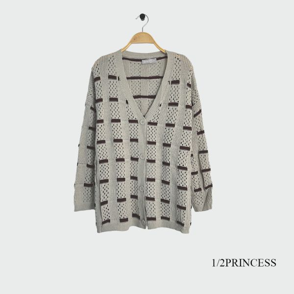 針織撞色條紋罩衫 