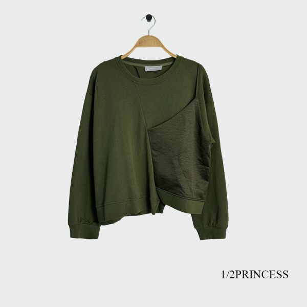 棉質拼接假單肩T 