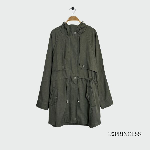 棉麻束腰長版外套 