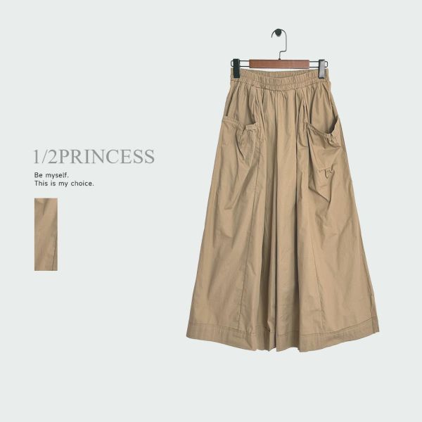 棉麻造型口袋寬褲 