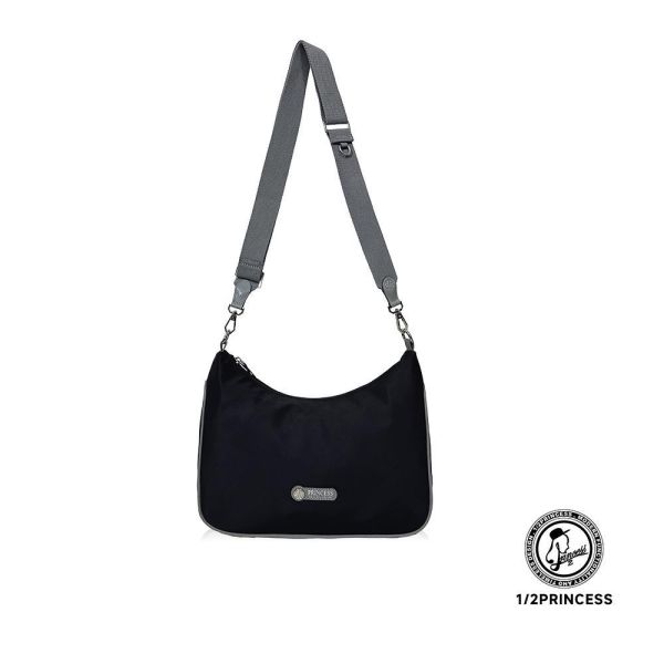 尼龍撞色月弧斜背包 