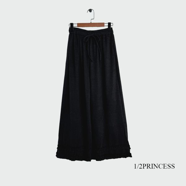 軟棉質花邊長寬褲 