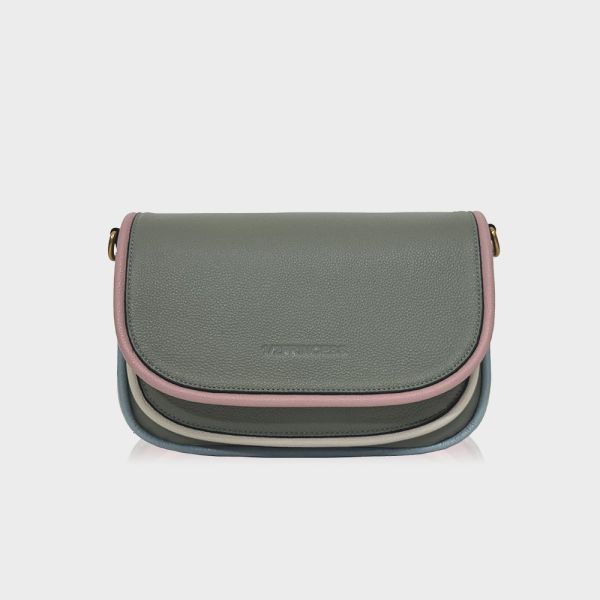 精品館甩紋牛皮彩虹馬鞍包 