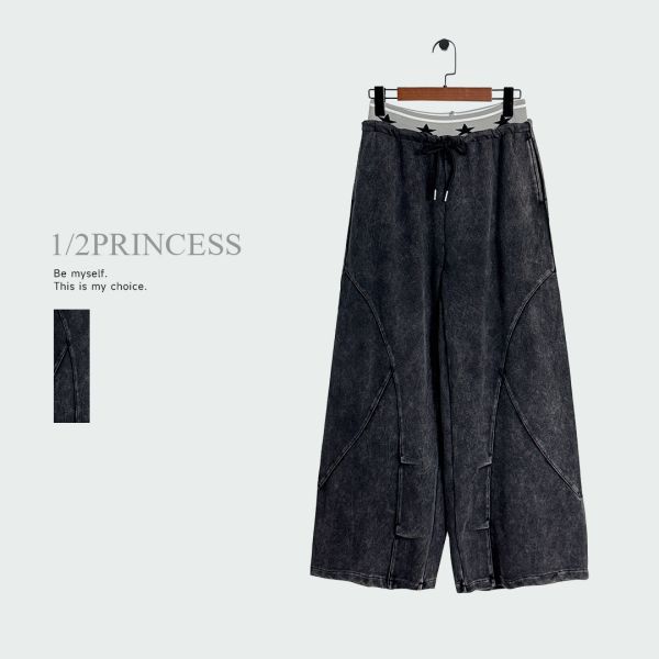 水洗棉星星褲頭寬褲 